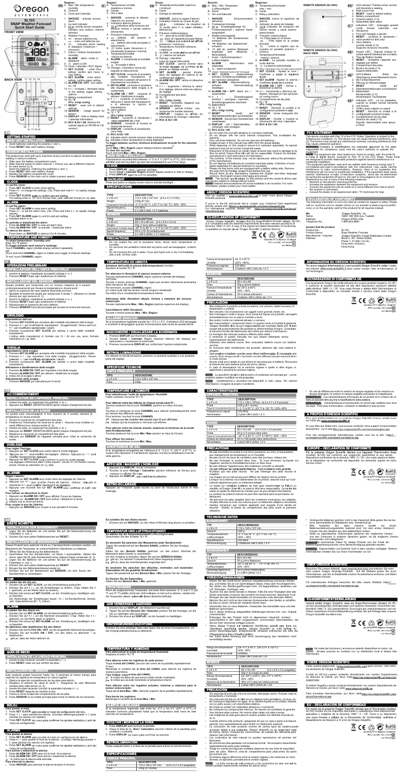 Page 1 de la notice Manuel utilisateur Oregon Scientific SL103