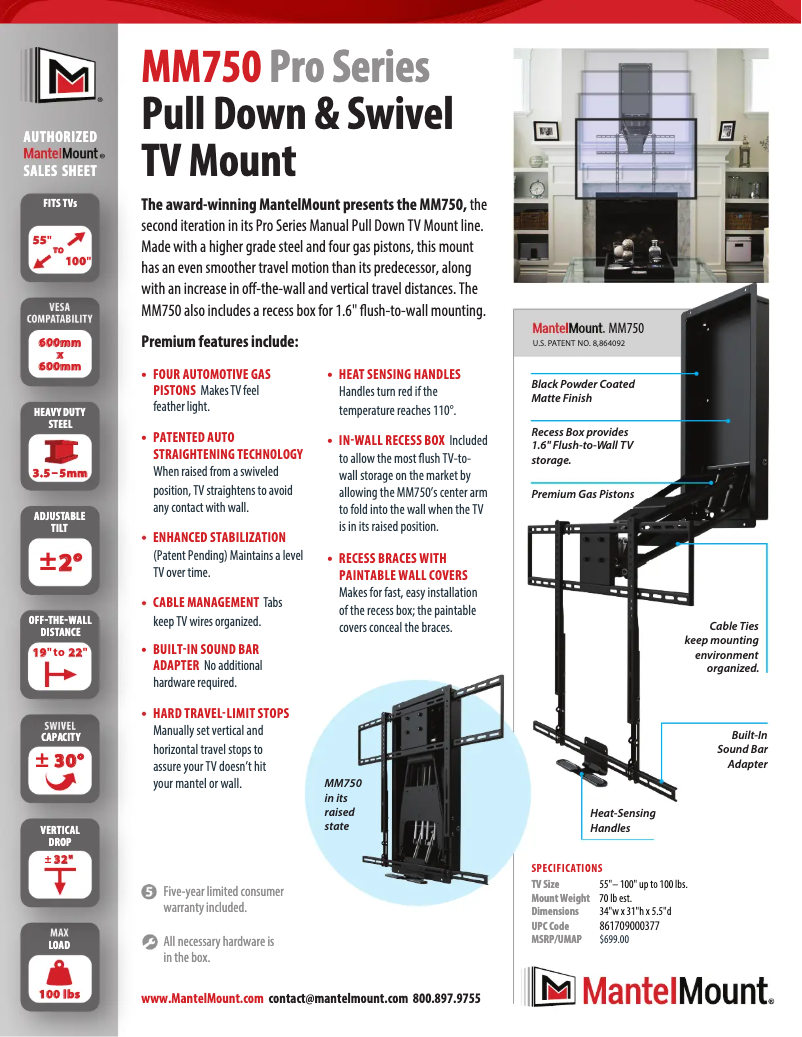 Page n°1 - Fiche technique MantelMount MM750