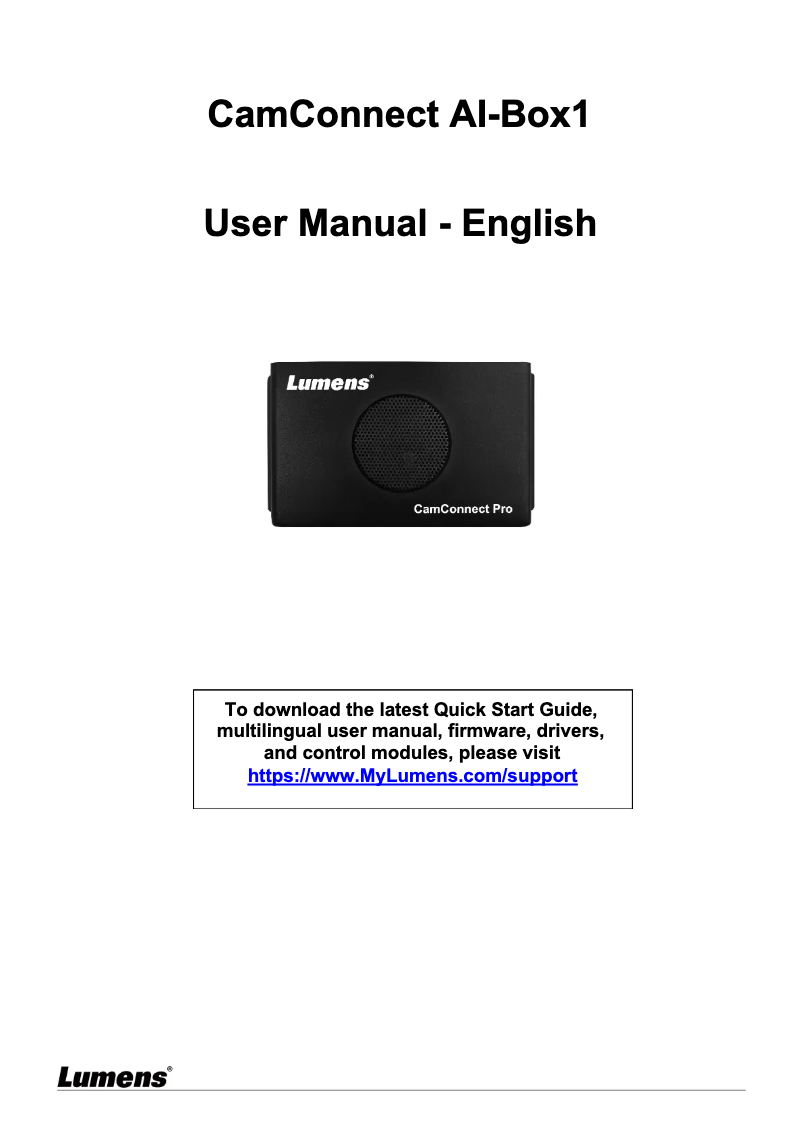 Page 1 de la notice Manuel utilisateur Lumens CamConnect Pro