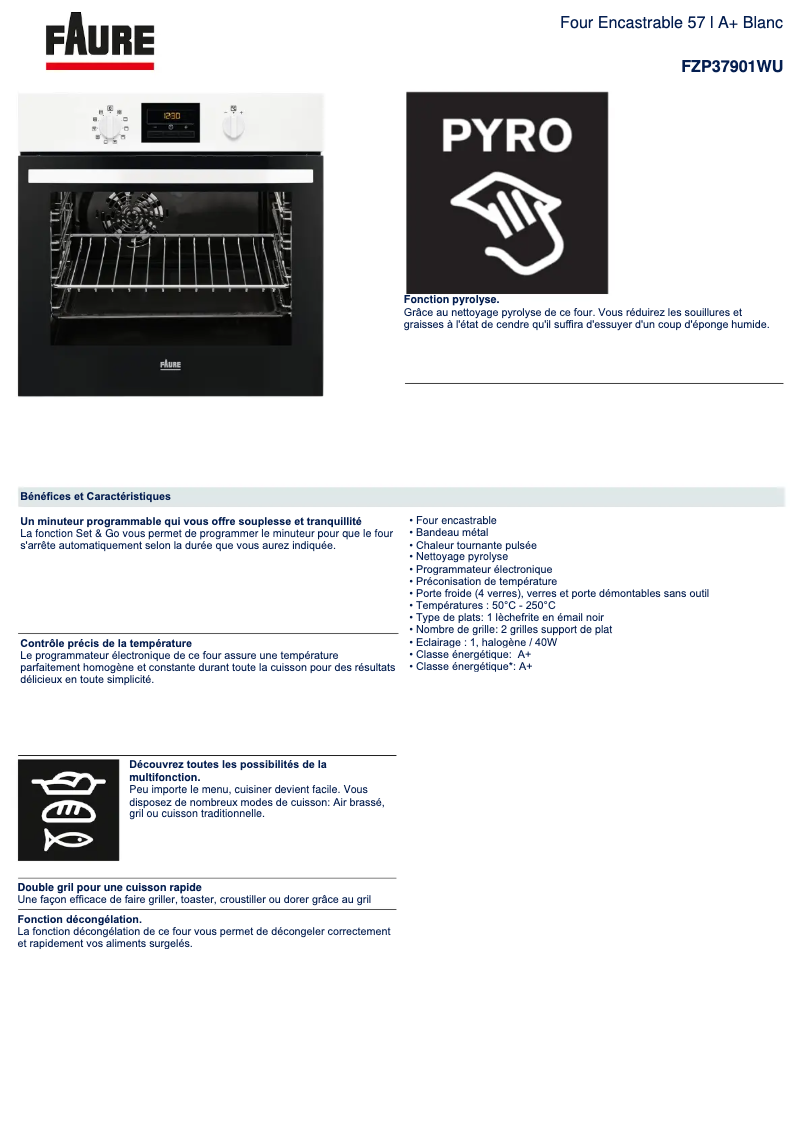 Image de la première page du manuel de l'appareil FZP37901WU