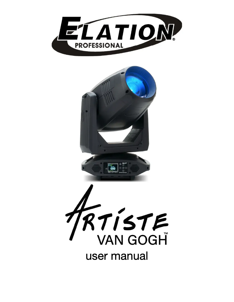 Page 1 de la notice Manuel utilisateur Elation Artiste Van Gogh