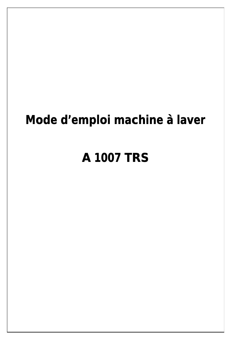 Page 1 de la notice Manuel utilisateur AVEA A1007TRS