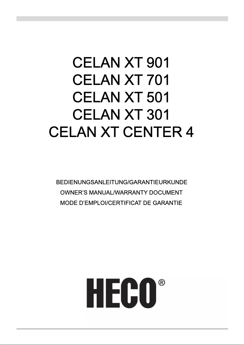 First page image of the manual for Celan XT 301