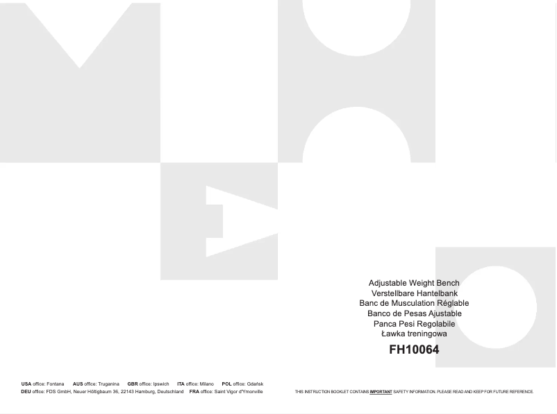 Page 1 de la notice Manuel utilisateur Costway FH10064