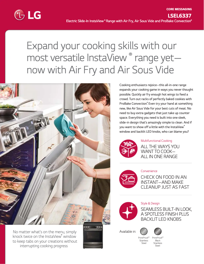 Page 1 de la notice Fiche technique LG LSEL6337D