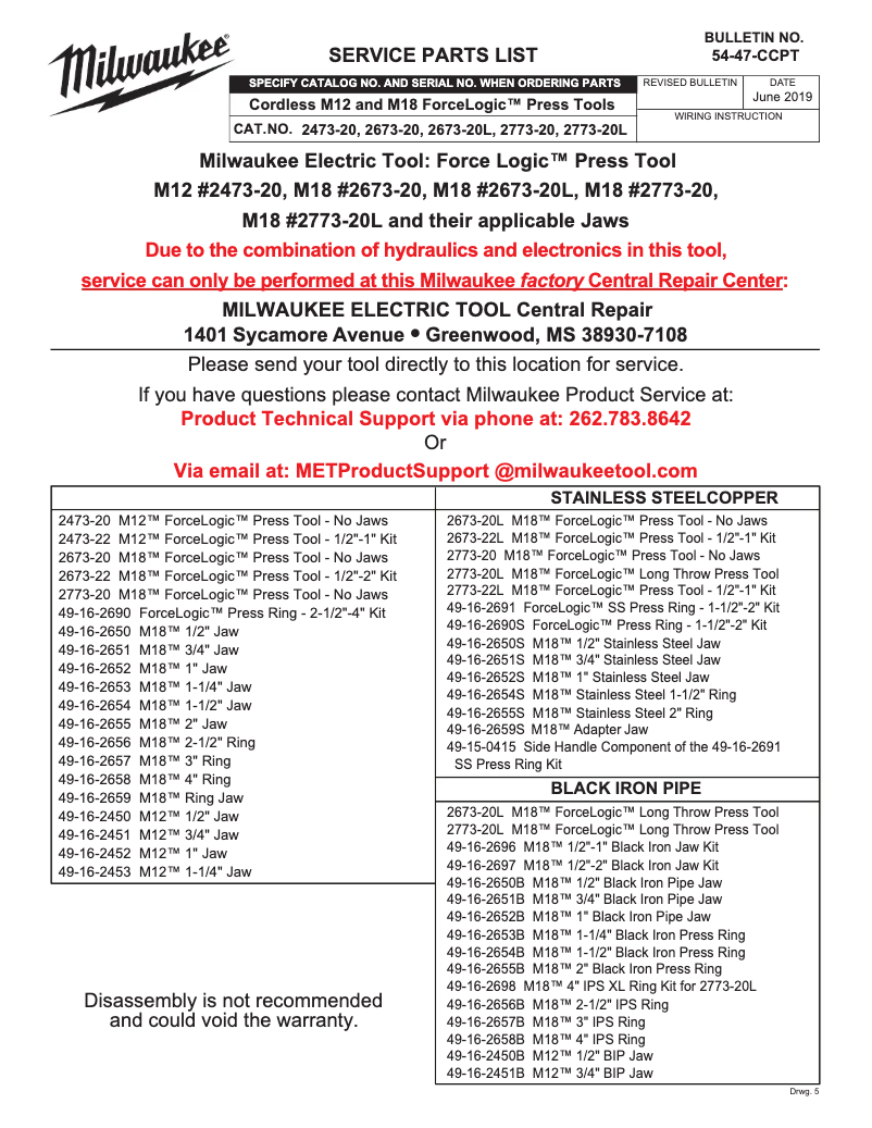 Page n°1 - Manuel utilisateur Milwaukee 2773-20L