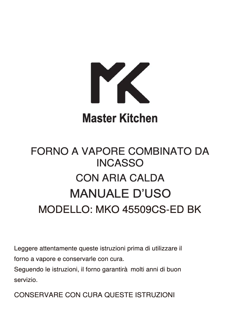 Page 1 de la notice Manuel utilisateur Master Kitchen MKO 45509CS-ED BK