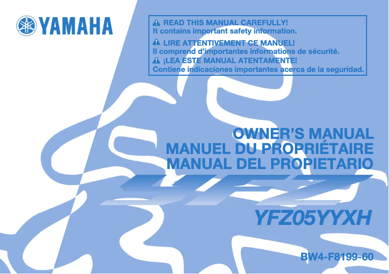 Page 1 de la notice Manuel utilisateur Yamaha YFZ50 (2017)