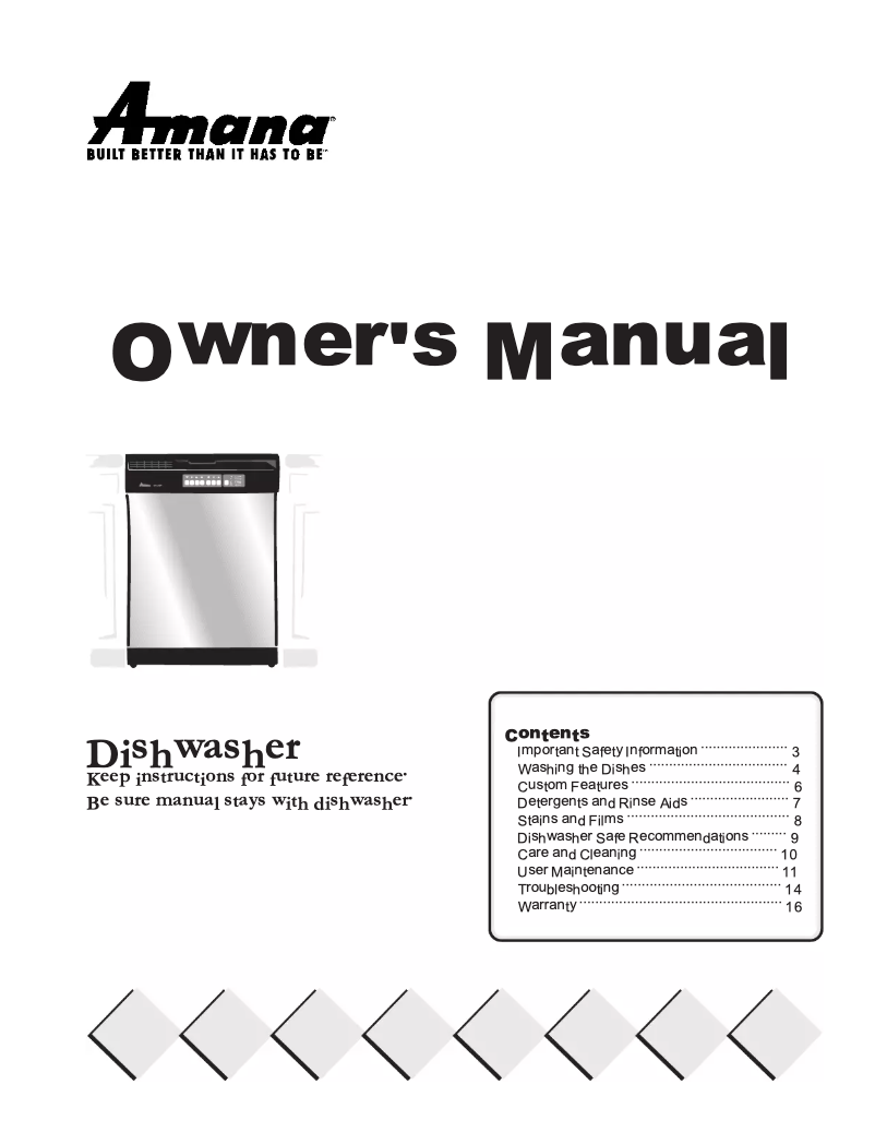 Page n°1 - Manuel utilisateur Amana ADW650RAW