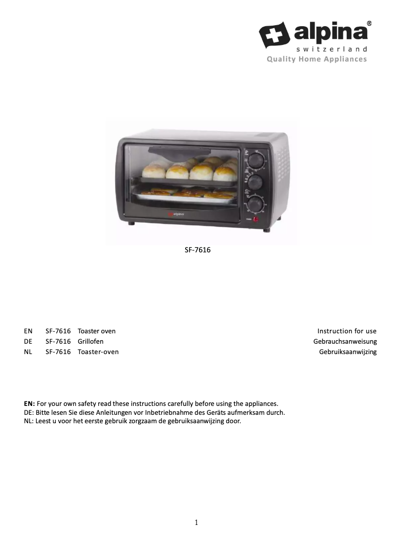 Page n°1 - Manuel utilisateur Alpina SF-7616