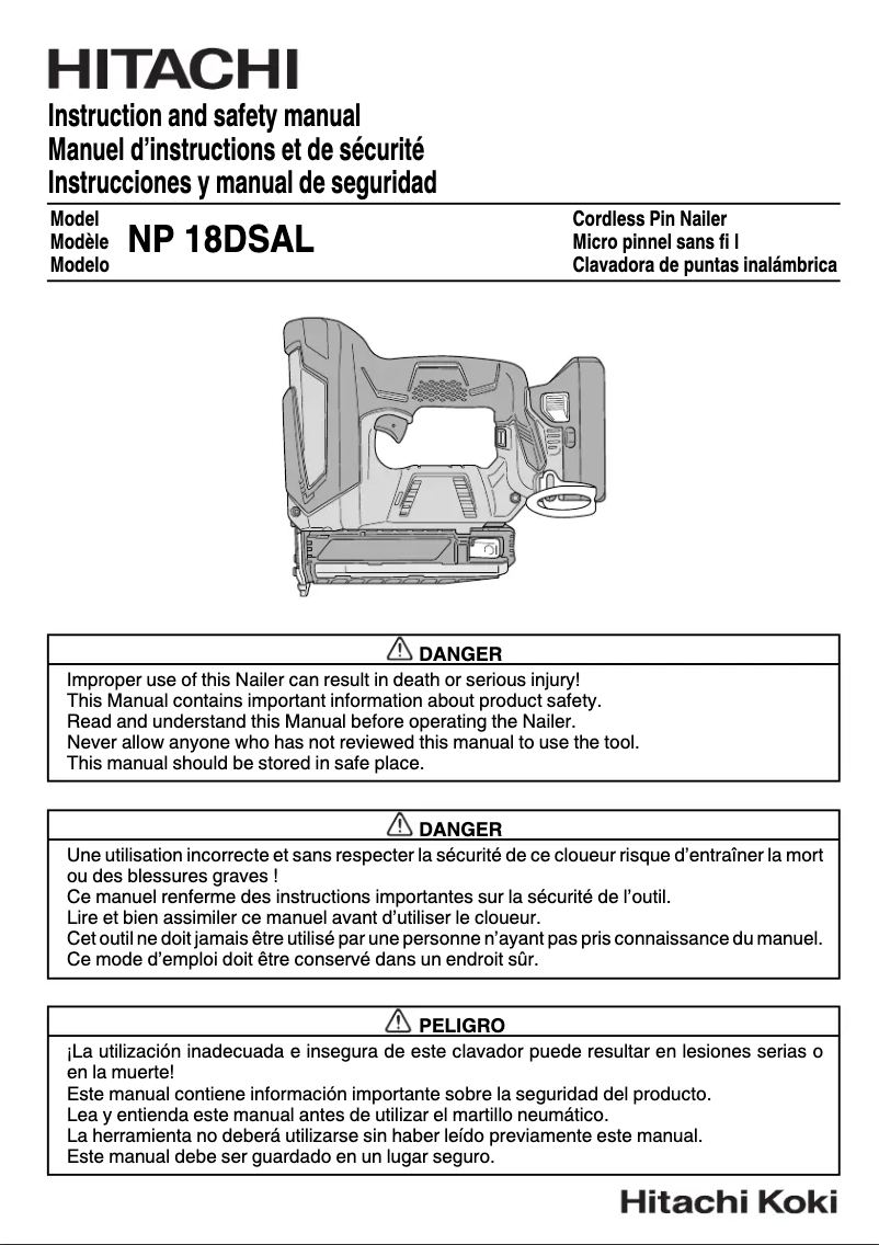 Page 1 de la notice Manuel utilisateur Metabo NP18DSAL