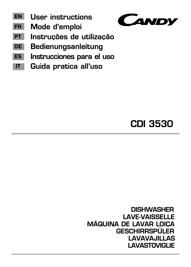 Page 1 de la notice Manuel utilisateur Candy CDI 3530/E-S