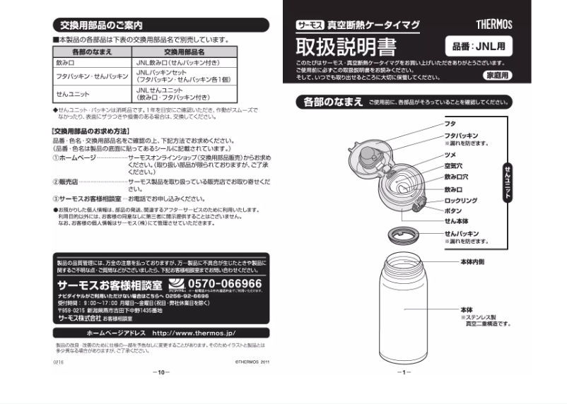 Page n°1 - Manuel utilisateur Thermos JNL-503