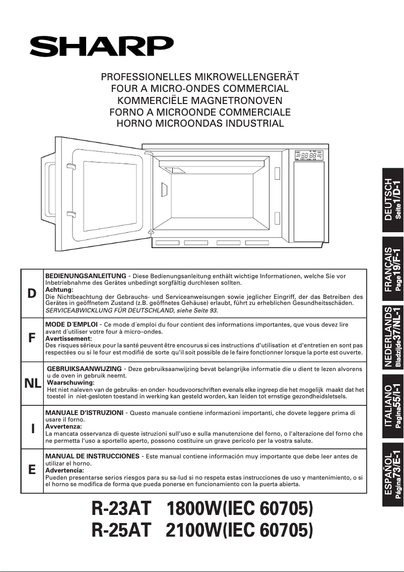 Page n°1 - Manuel utilisateur Sharp R-25AT