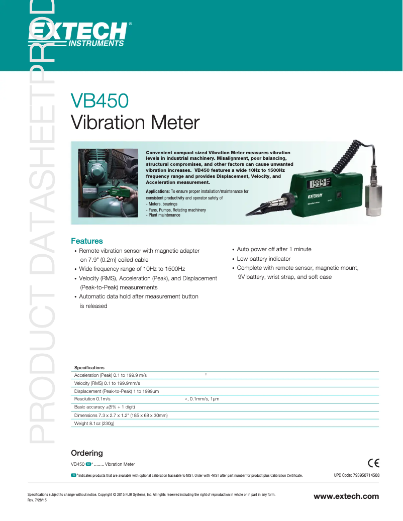 Page n°1 - Fiche technique Extech VB450