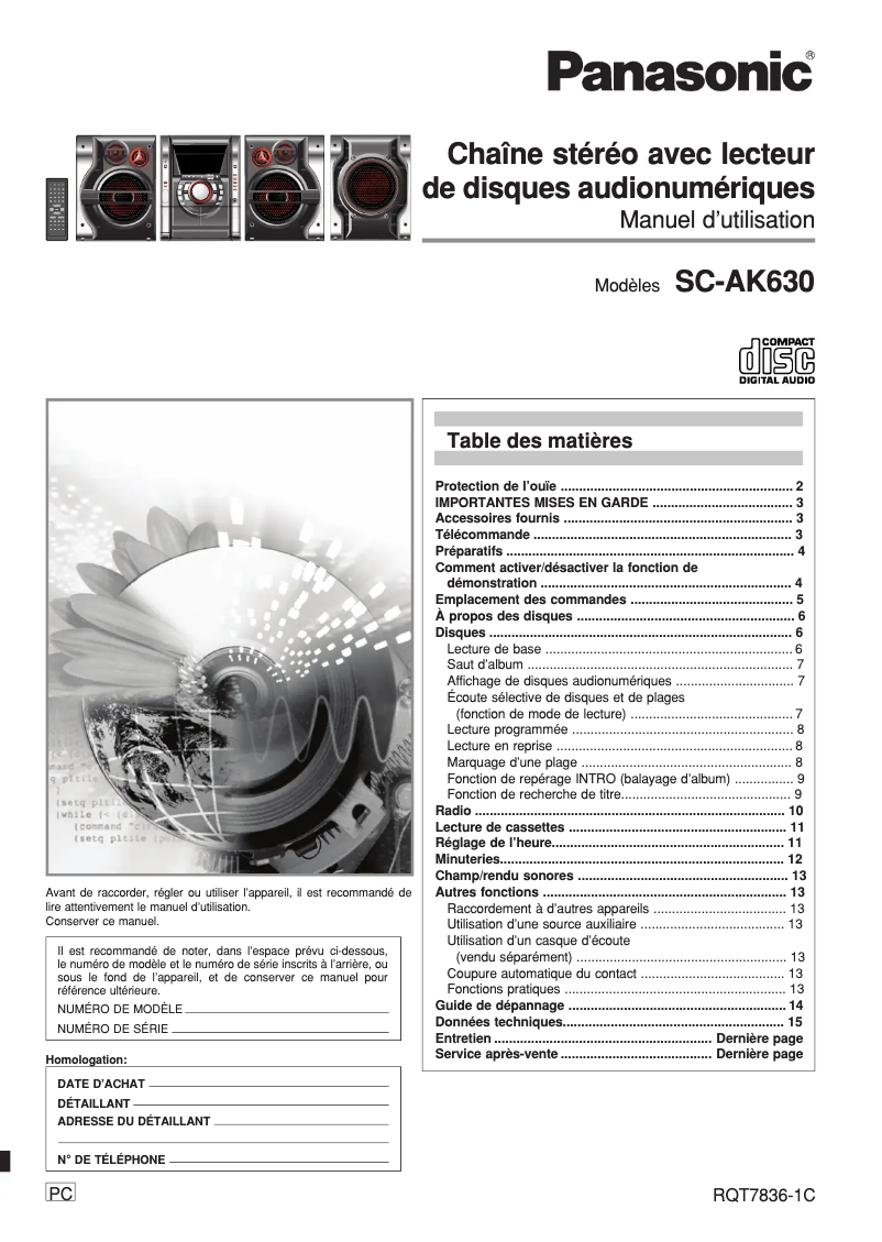 Página 1 del manual Manual de usuario Panasonic SC-AK630
