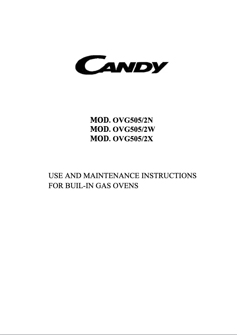 Page 1 de la notice Manuel utilisateur Candy OVG 505/2 W