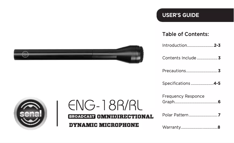 Image de la première page du manuel de l'appareil ENG-18RL