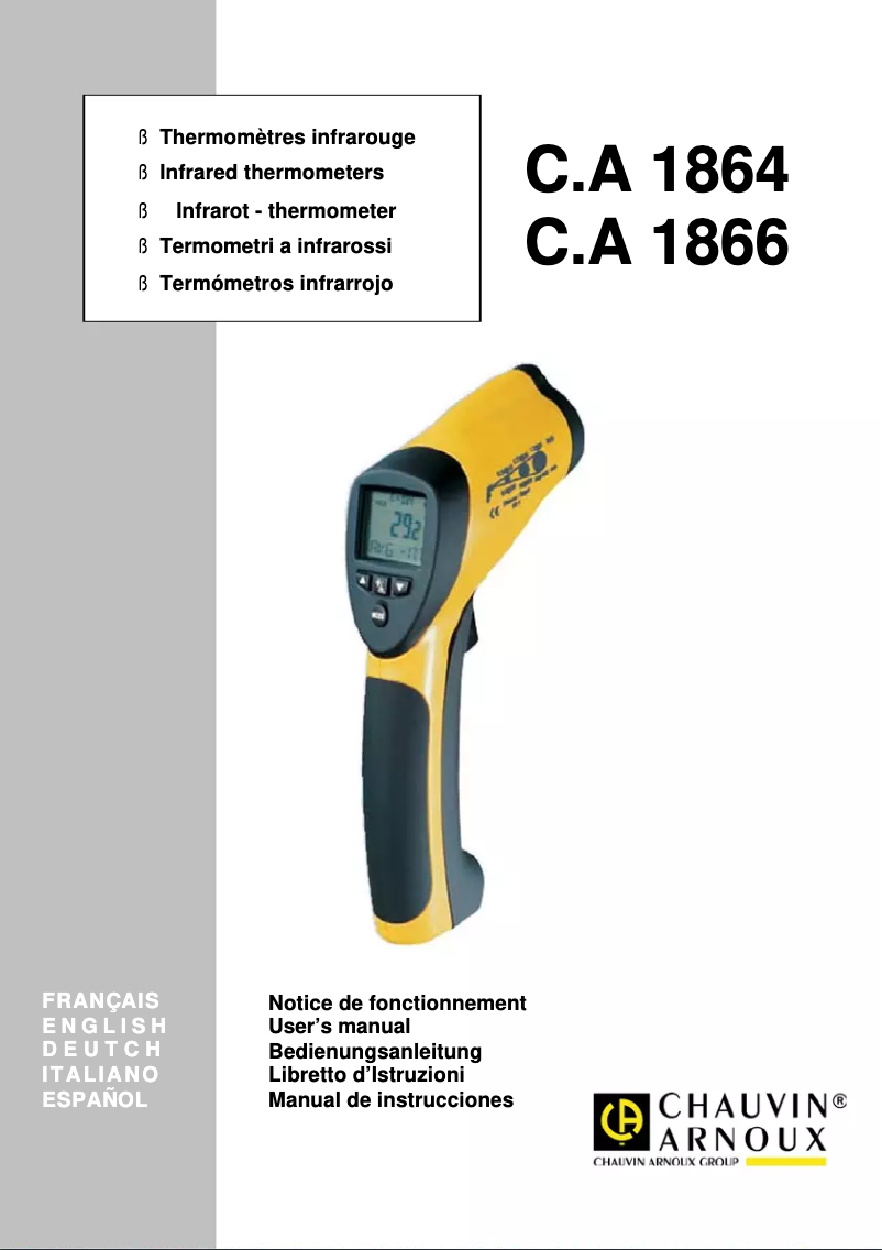 Page 1 de la notice Manuel utilisateur Chauvin Arnoux C.A 1866