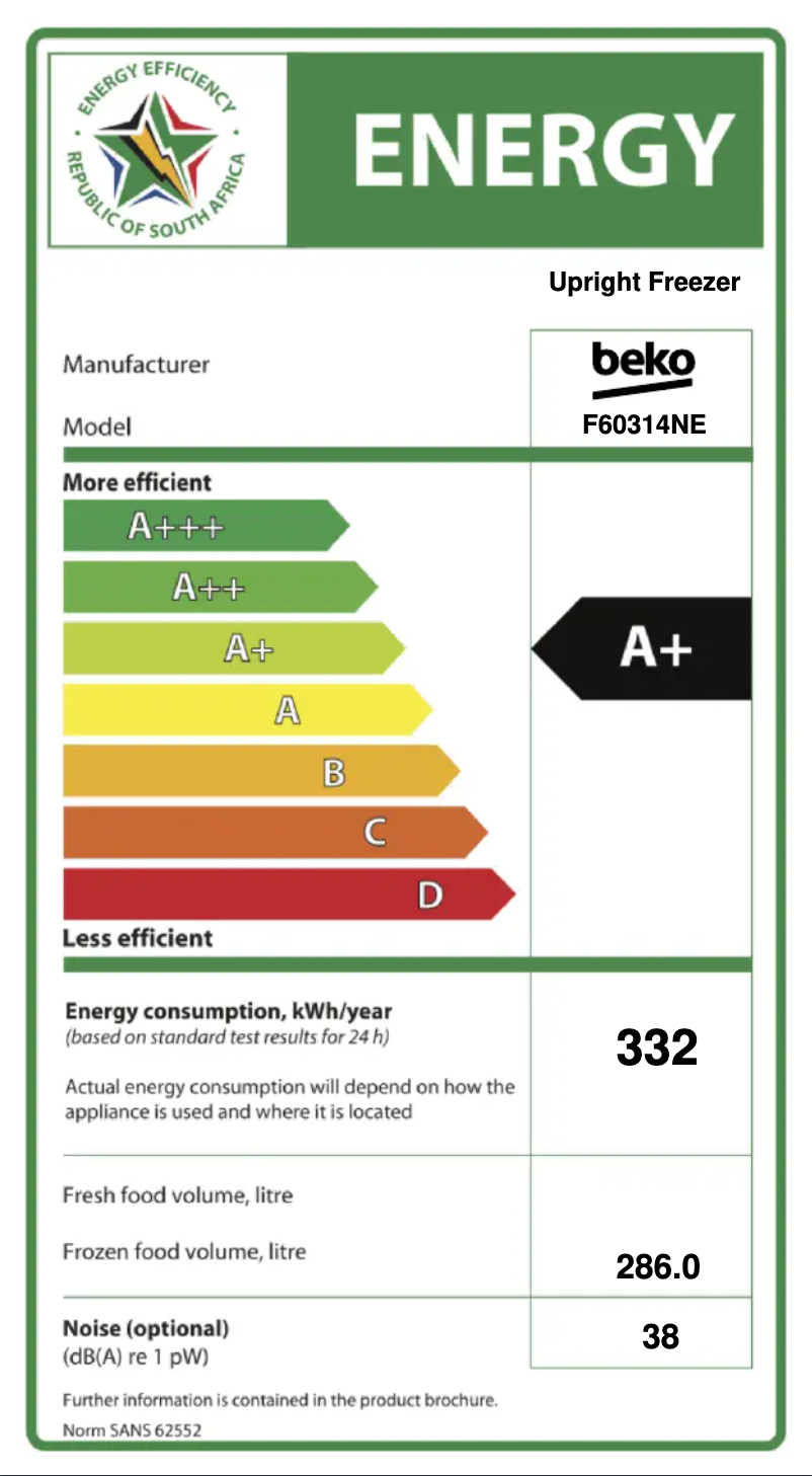 Page n°1 - Label énergétique Beko RFNE451XB