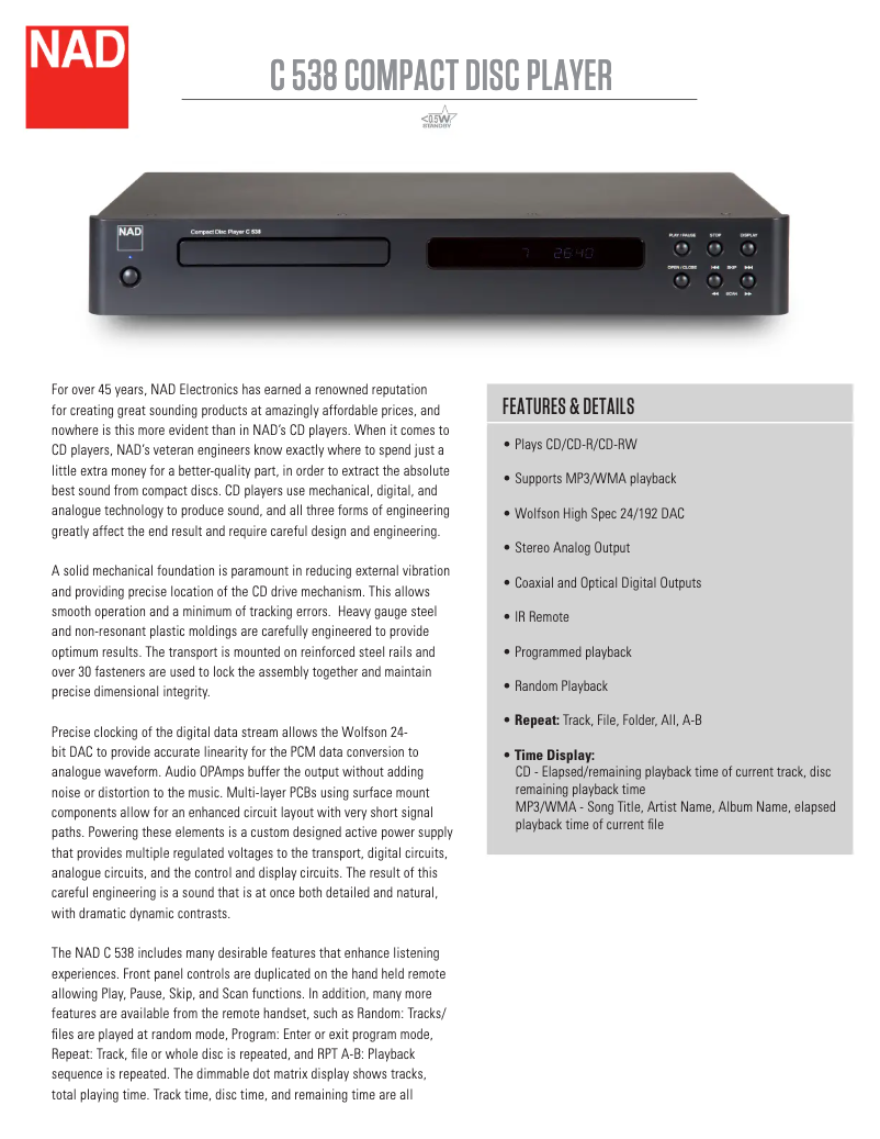 Image de la première page du manuel de l'appareil C 538