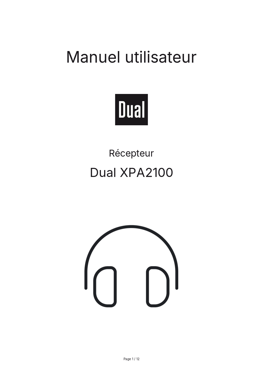 Page n°1 - Manuel utilisateur Dual XPA2100