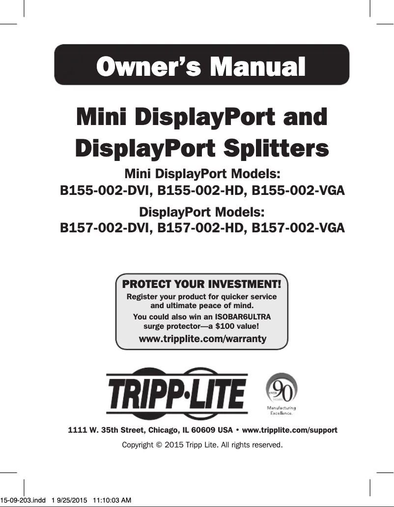 Page 1 de la notice Manuel utilisateur Tripp Lite B157-002-VGA