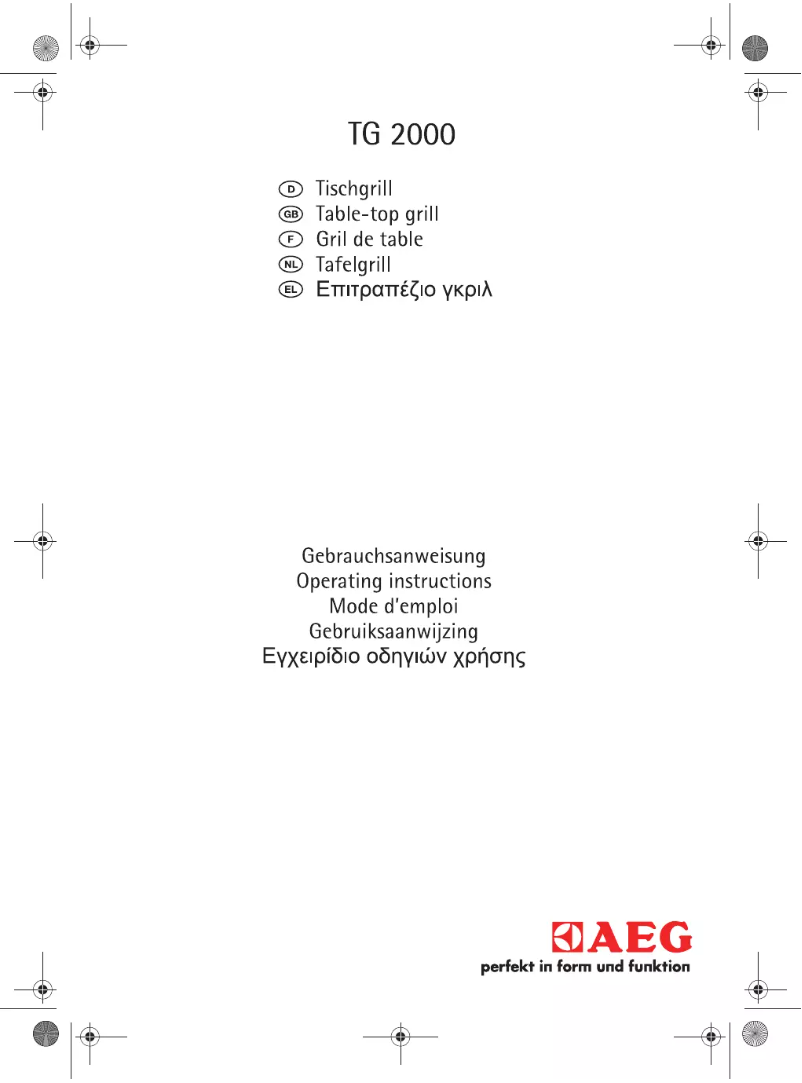 Page 1 de la notice Manuel utilisateur AEG TG2000