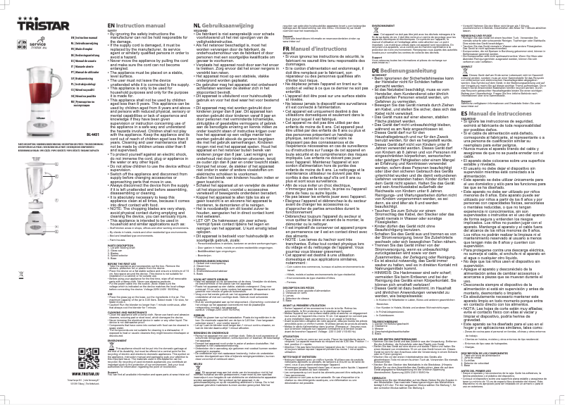 Page 1 de la notice Manuel utilisateur TriStar BL-4431