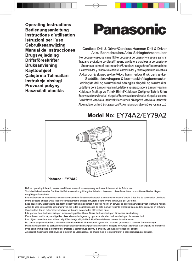 Page 1 de la notice Manuel utilisateur Panasonic EY79A2