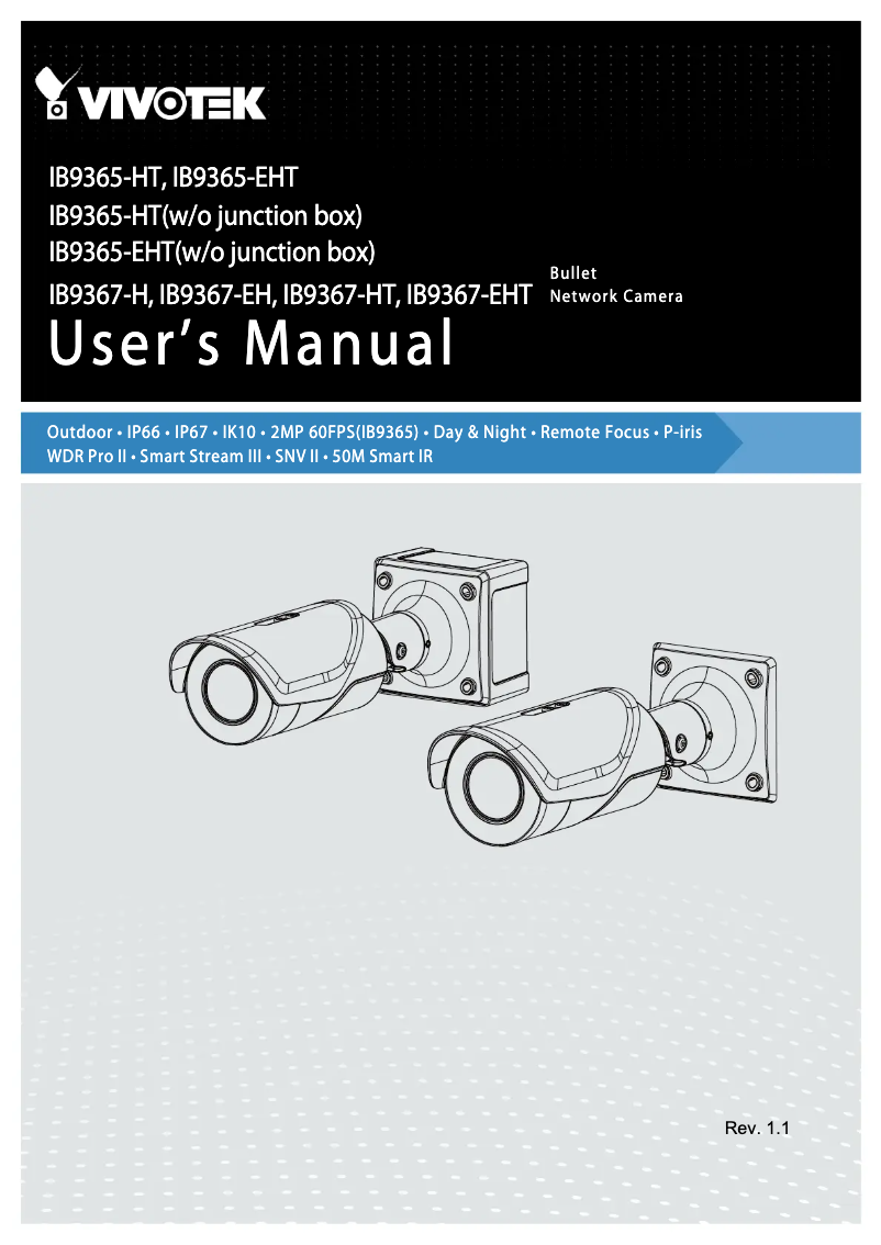 Page 1 de la notice Manuel utilisateur Vivotek IB9365-EHT-A