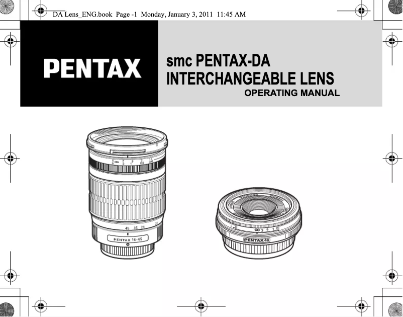 Image de la première page du manuel de l'appareil 55mm f/1.4