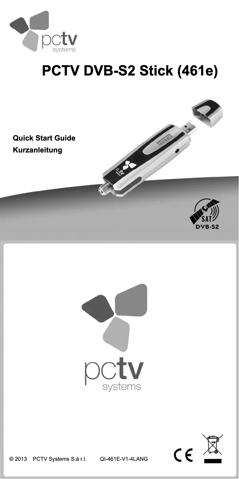 Page n°1 - Manuel utilisateur PCTV Systems DVB-S2 Stick 461e