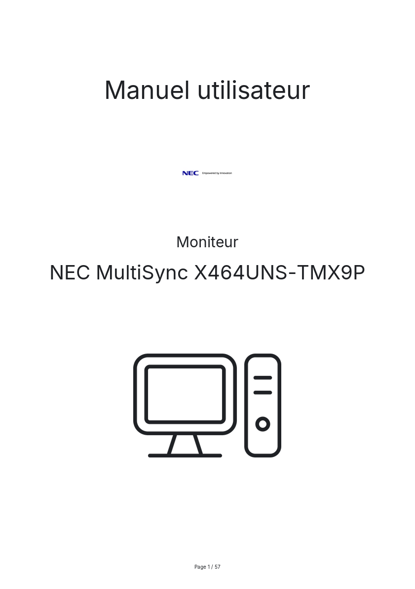 Page n°1 - Manuel utilisateur NEC MultiSync X464UNS-TMX9P