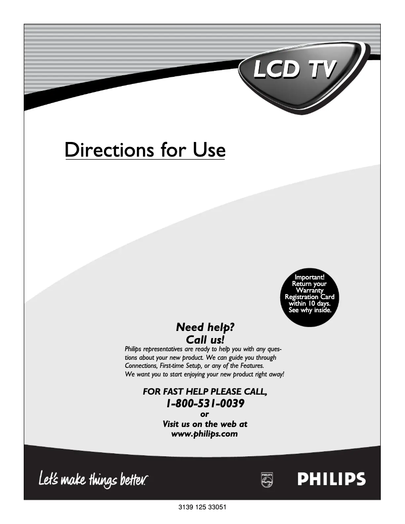 Page 1 de la notice Manuel utilisateur Philips 17PF8946A