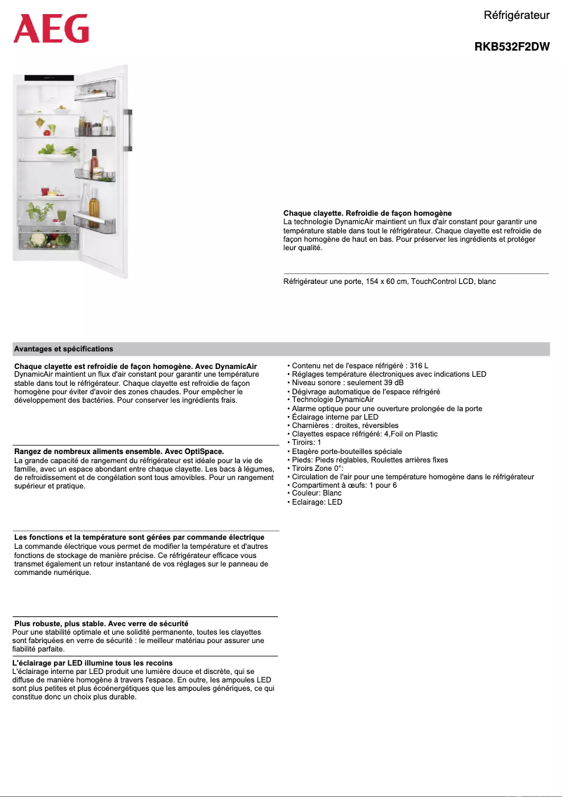 Image de la première page du manuel de l'appareil RKB532F2DW