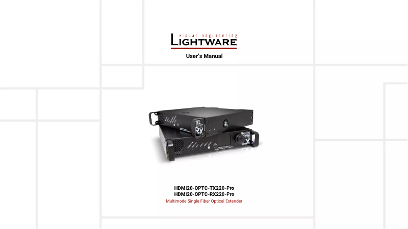 Page n°1 - Manuel utilisateur Lightware HDMI20-OPTC-TX220-PRO