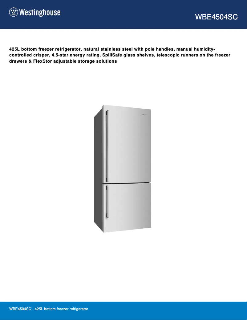 Image de la première page du manuel de l'appareil WBE4504SC