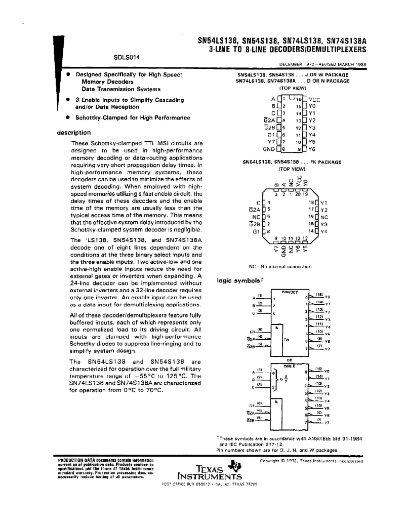 Image de la première page du manuel de l'appareil SN74S138AN