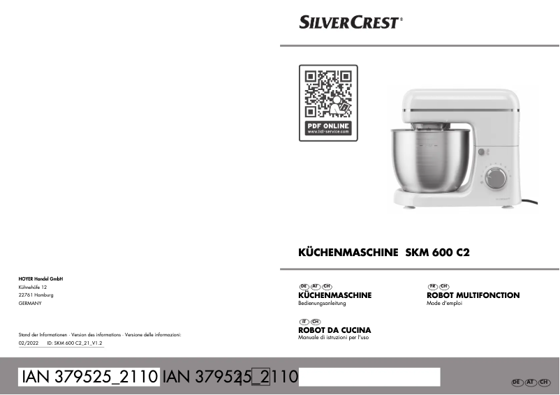 Page 1 de la notice Manuel utilisateur SilverCrest SKM 600 C2