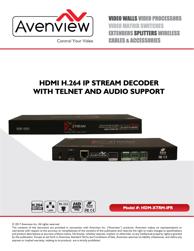 Page 1 de la notice Manuel utilisateur Avenview HDM-XTRM-IPR