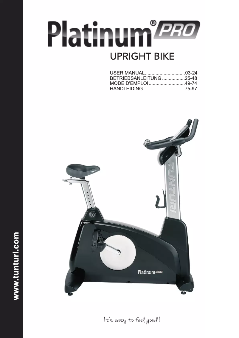 Image de la première page du manuel de l'appareil Platinum PRO Upright Bike