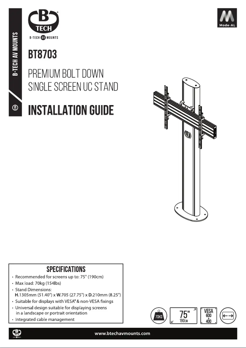 Page 1 de la notice Manuel utilisateur B-Tech BT8703