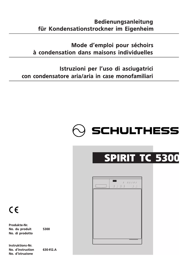 Page n°1 - Manuel utilisateur Schulthess Spirit TC 5300