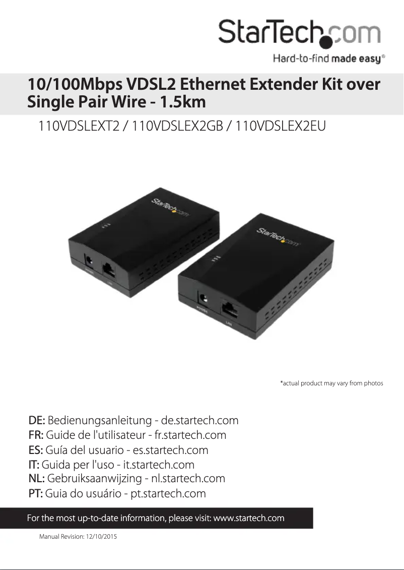 Page 1 de la notice Manuel utilisateur StarTech.com 110VDSLEX2GB