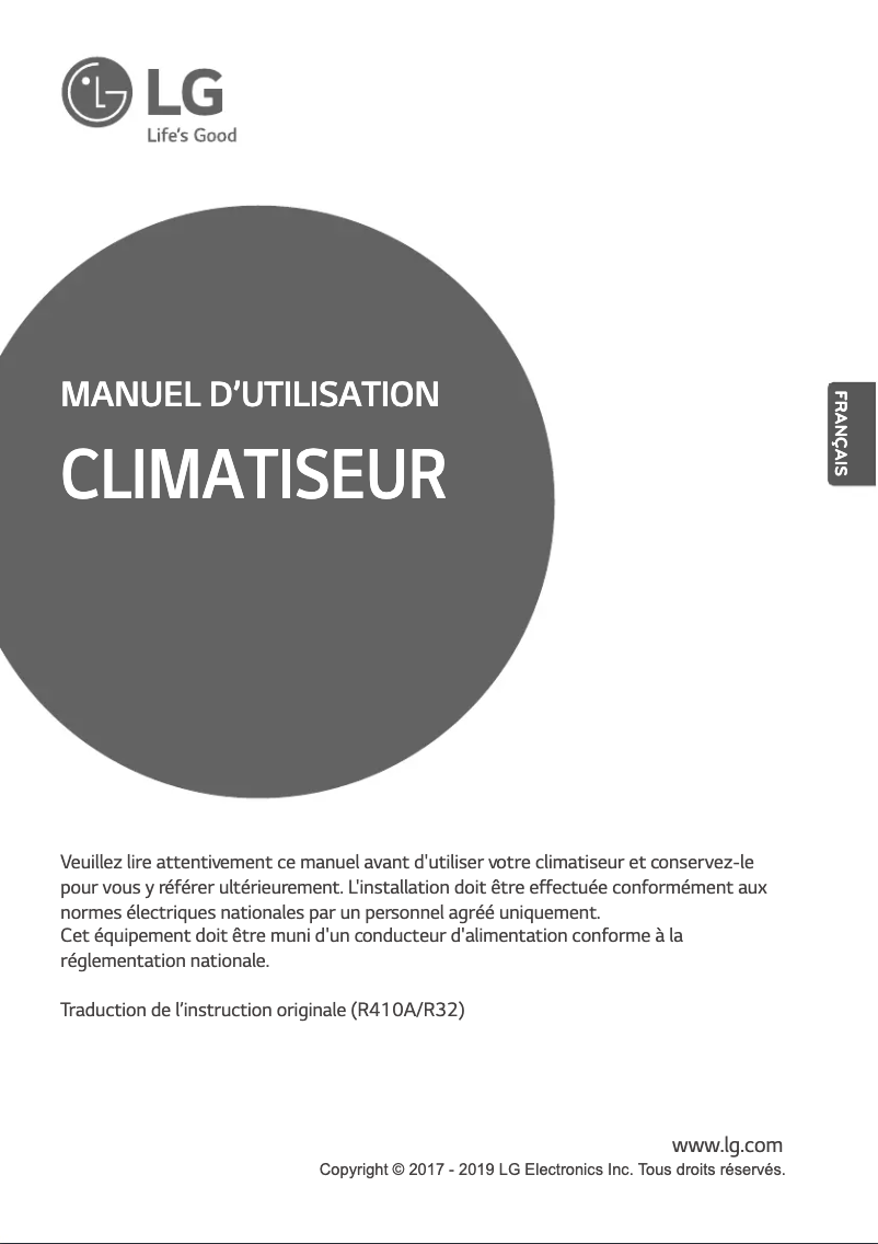 Page n°1 - Manuel utilisateur LG ARNU12GTRC4