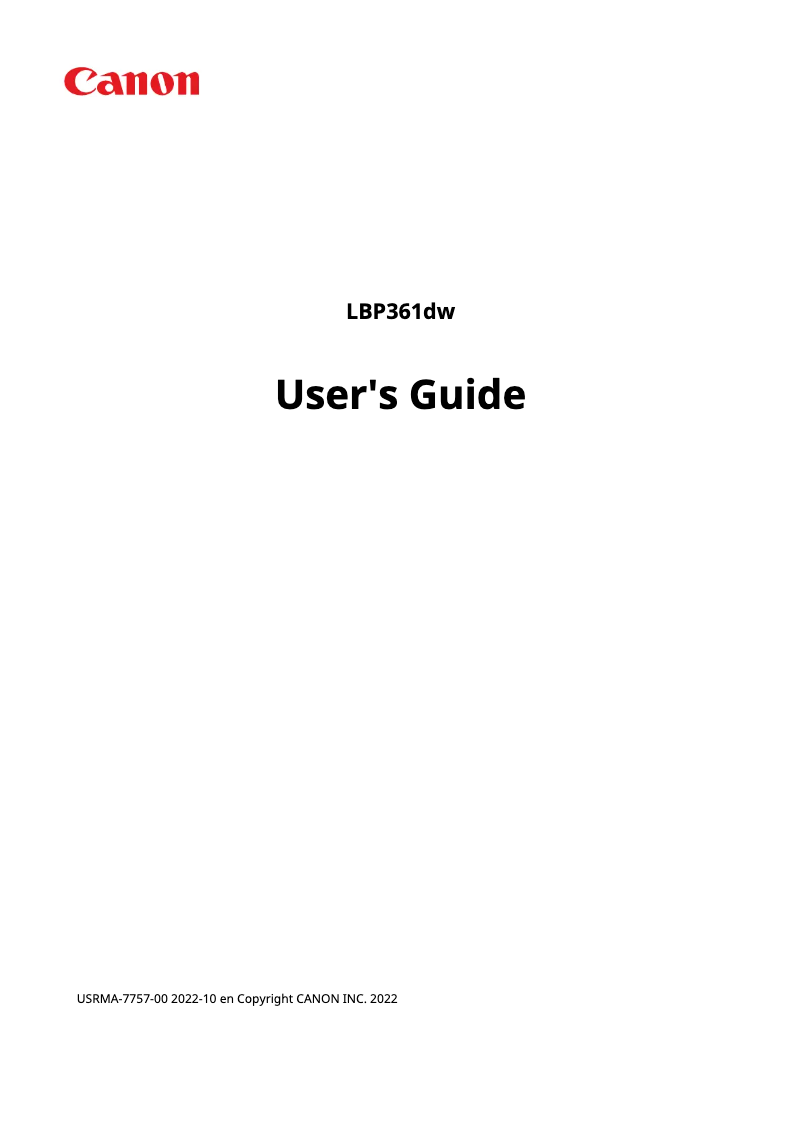 Image de la première page du manuel de l'appareil I-SENSYS LBP361DW