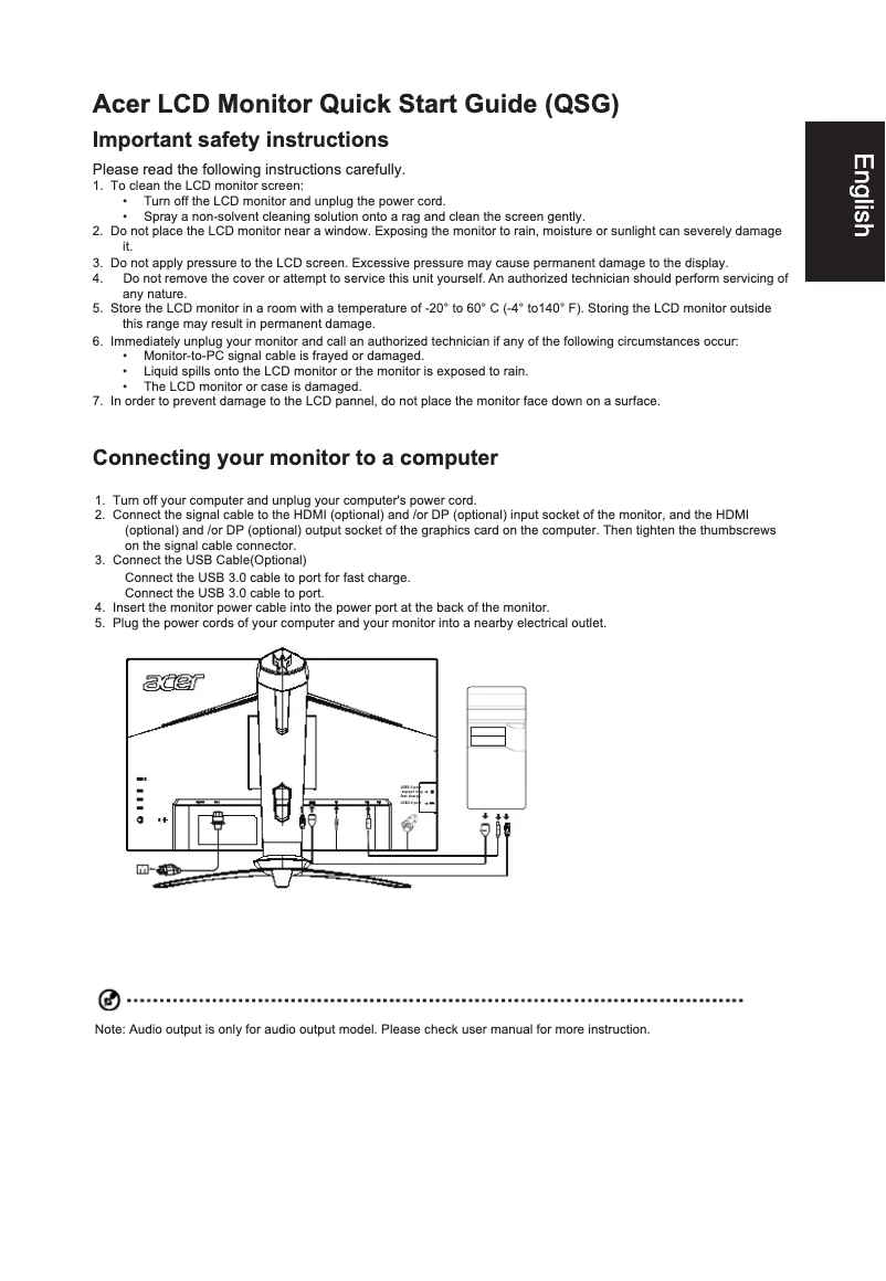 Página 1 del manual Guía de inicio rápido Acer XN253QP
