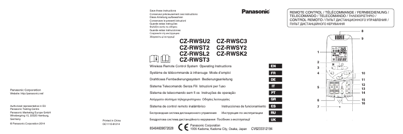 Page n°1 - Manuel utilisateur Panasonic CZ-RWST3