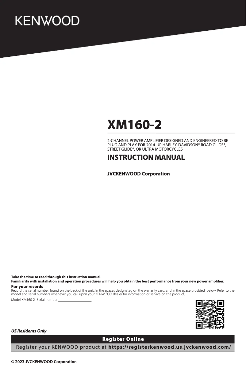 Page 1 de la notice Manuel utilisateur Kenwood Excelon XM160-2